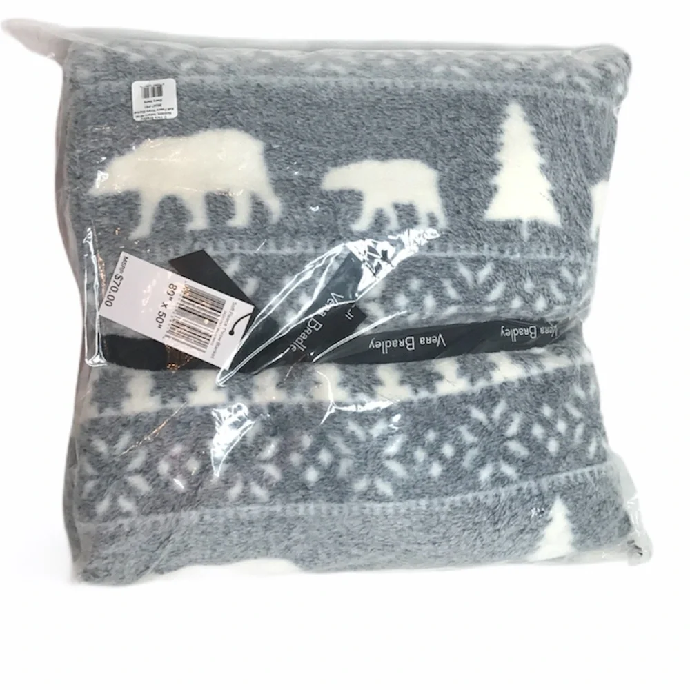 Vera Bradley Beary Merry Throw Blanket, Gray 80x50